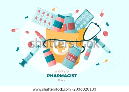 Pharmacist day background Vector illustration.