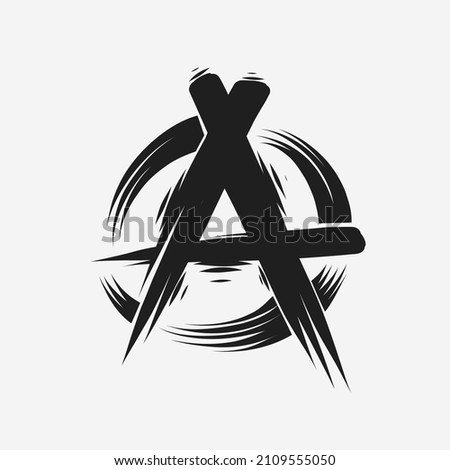 Hand drawn flat design anarchy symbol Vector illustration.