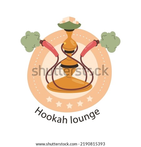 Hand drawn hookah logo template Vector illustration.