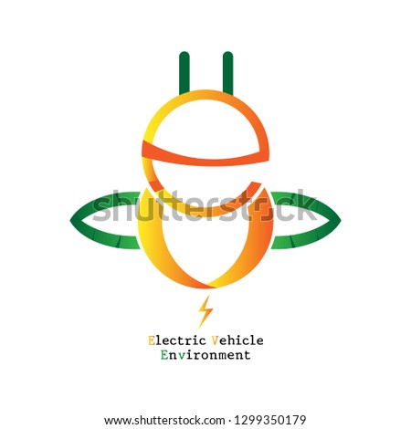 EV or electric vehicle logo vector , plug icon for electric charging station