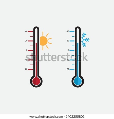 Weather Thermometer vector icon with temperature half scale , winter, summer,