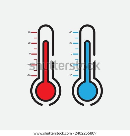 Winter and Summer Thermometer vector icon with temperature half scale ,