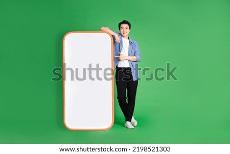 Similar – Image, Stock Photo Man next to green tree with mobile phone