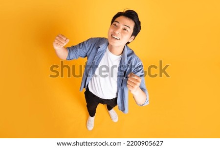 Image, Stock Photo Top view of attractive, contented, young, sexy, woman with dyed bright red hair relaxing in bed, enjoying soft sheets and mattress in bedroom, copy space.