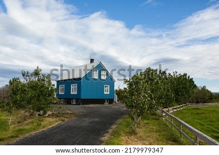 Traditional colorful wooden house from Iceland. Dream house. Stock foto © 