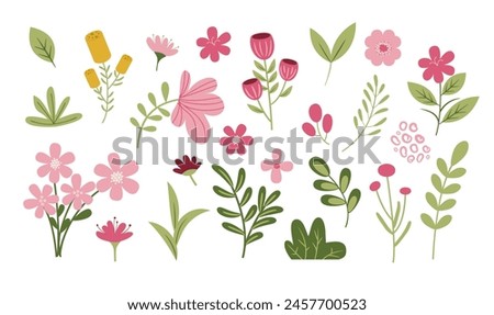 Image, Stock Photo Branches with spring flowers in the rain at the lake with rain tropics