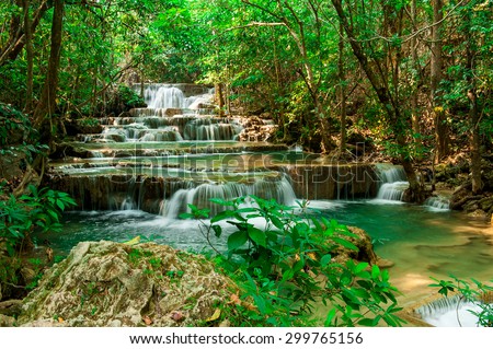 Beautiful waterfalls in the forest On tropical mountains. Thailand.