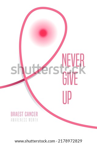 Breast cancer awareness month Pink line concept ribbon on white background. Concept design for Poster template. illustration. Banner. Ad offline online. Flyer.