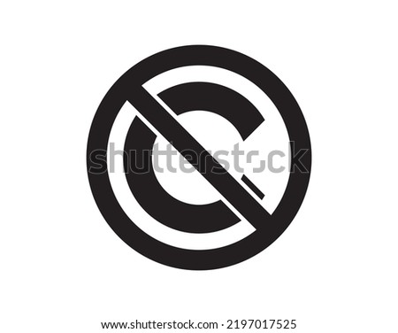 Creative commons public domain. Copyright, copywriting or bookmark icon. Vector symbol of prohibition. Non copyright icon sign. Free to use. Without legal recognition. Graphic design illustration.
