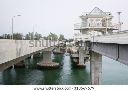 Phuket, Thailand - Sept 5, 2015 : Sarasin Bridge was a link between main land of Thailand and Phuket. The new bridge for transport, and the old one for visit. In this bridge also had a sad love story.