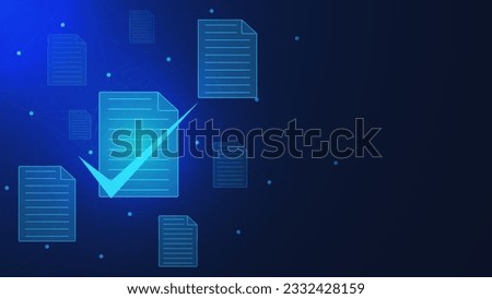 Check digital documents or electronic documents with checklist for approve concept. Business evaluation on virtual interface background design. Vector illustration.