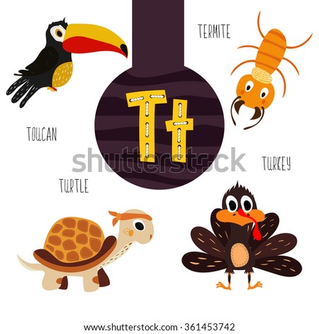 Fun animal letters of the alphabet for the development and learning of preschool children. Set of cute forest, domestic and marine animals with the letter z.  illustration Stock fotó © 