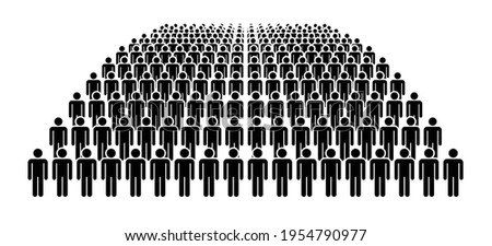 Large group of people. Concept of People Figure Pictogram Icons. Crowd signs. People standing in organized groups.