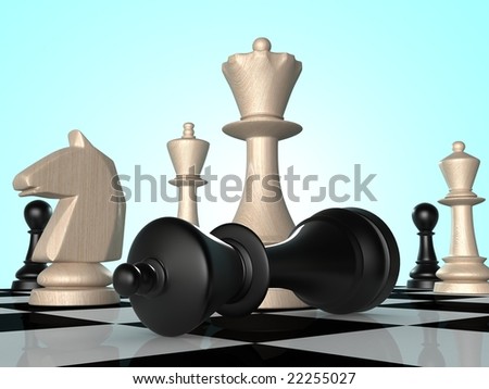 Black chess king falling