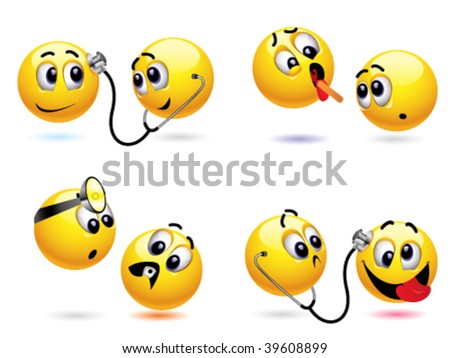 stock vector : Smiley ball treating another smiley ball