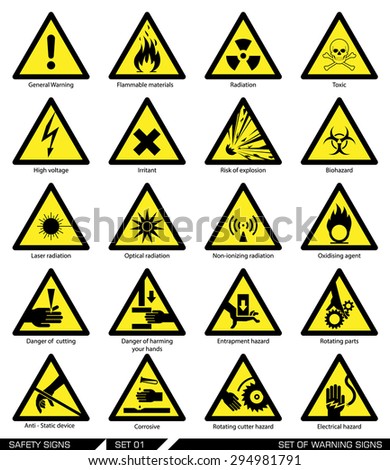 Set Of Safety Signs. Caution Signs. Collection Of Warning Signs. Vector ...