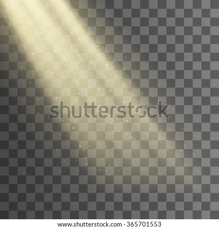 Rays of light from the window background. Vector effect. Transparent background. Beam with dust. EPS 10.