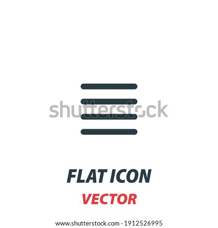 Justify paragraph alignment margin icon in a flat style. Vector illustration pictogram on white. Isolated symbol suitable for mobile concept, web apps, infographics, interface and apps design.