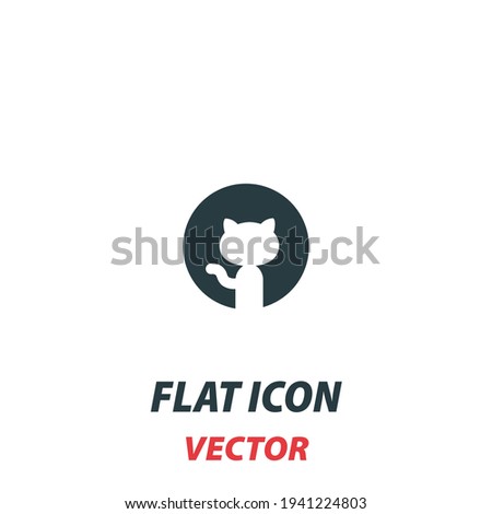 cat icon in a flat style. Vector illustration pictogram on white background. Isolated symbol suitable for mobile concept, web apps, infographics, interface and apps design