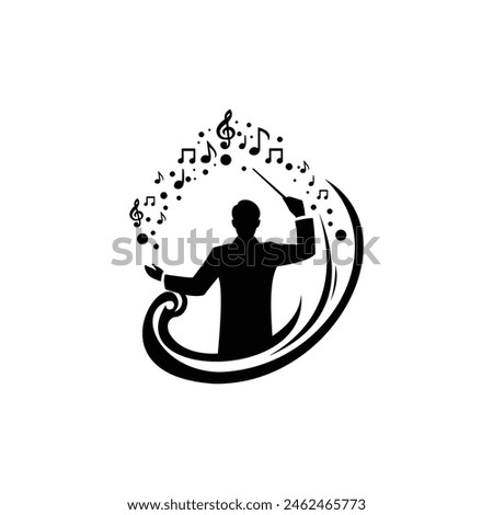 conducting musical performance silhouette vector isolated white background	