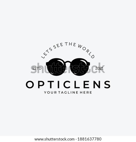 Optic Lens Logo Vector Design Vintage Illustration, Eyeglasses Logo, Glasses Vector, Lets See The World, Clear Seeing, Eyeglass Illustration
