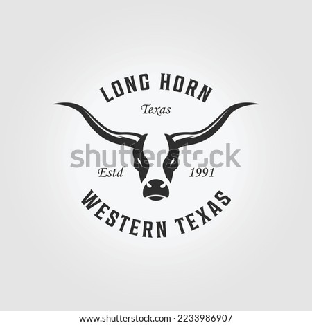 cow antler horns logo vector design illustration vintage