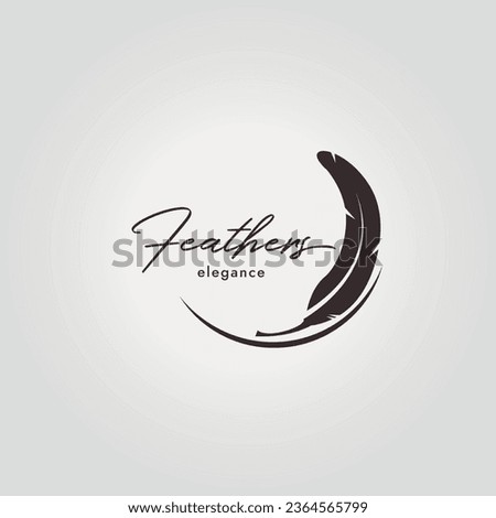 minimalist plumage logo, illustration of feather icon, design vector of quill