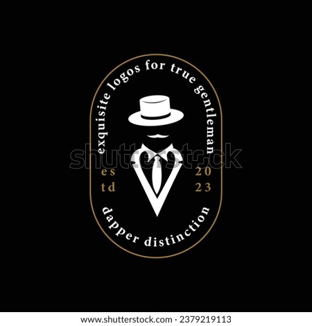 emblem of gentleman logo vintage design, vector of businessman icon, illustration of billionaire modern style