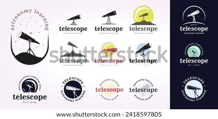 astronomy logo icon design collection. vector illustration of a set bundling telescopes