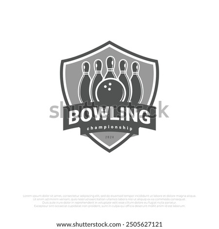 emblem of bowling logo template design. illustration vector element of bowling ball and bowling pins