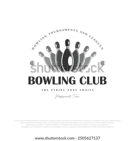 bowling logo template, icons and symbols. Bowling ball and bowling pins illustration