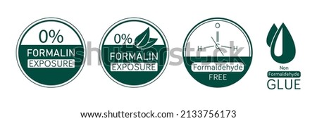 Formaldehyde-free and 0% Formalin exposure, Formaldehyde glue logo vector illustration 