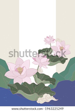 a blooming lotus painted in oriental style