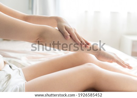 Woman doing skin care in the room ストックフォト © 