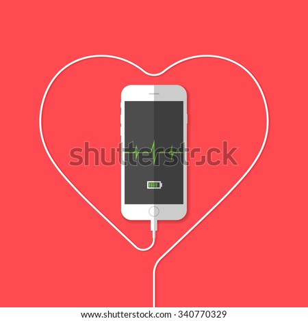 Phone, wire, heart, pulse, chart