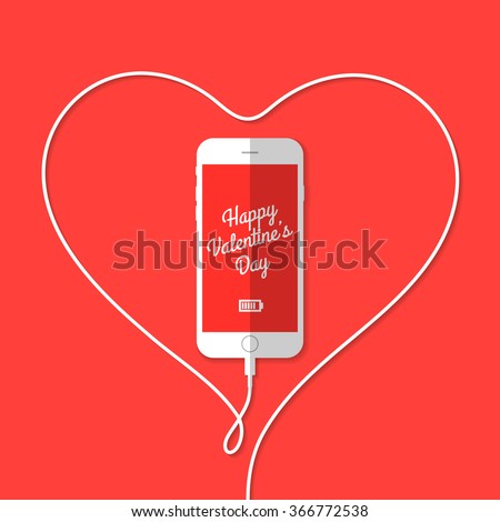 Phone, wire, heart, Valentine's Day