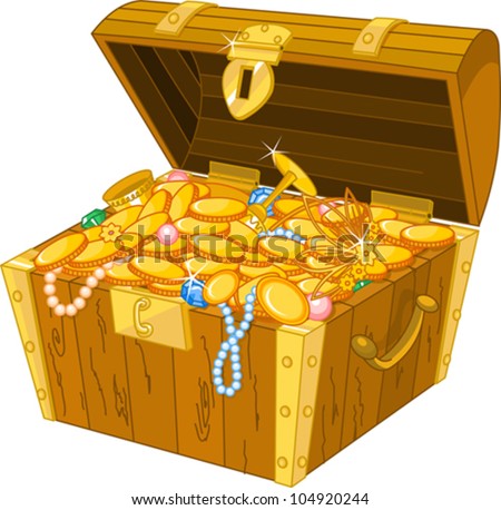 Illustration Of Treasure Chest Full Of Gold - 104920244 : Shutterstock