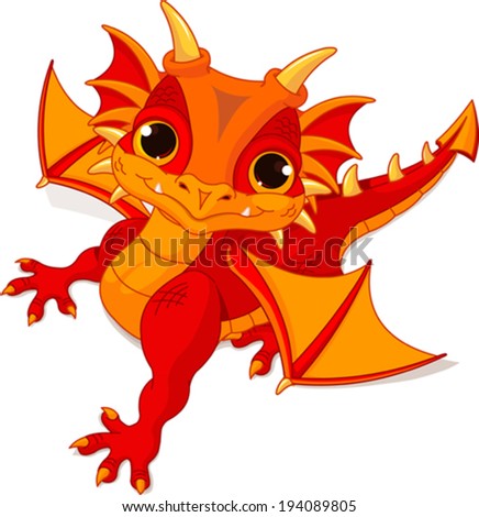 Illustration Of Cute Cartoon Baby Dragon - 194089805 : Shutterstock