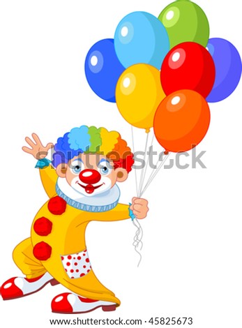 The Funny Clown Holding Balloons. Vector Illustration - 45825673 ...