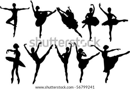 Set Of Ballet Dancers Silhouettes. Vector Illustration - 56799241 ...