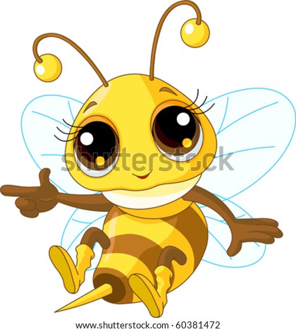 Illustration Of A Friendly Cute Bee Showing And Flying - 60381472