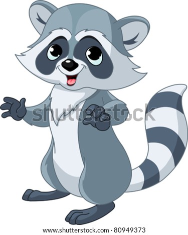 Illustration Of Cute Funny Cartoon Raccoon - 80949373 : Shutterstock