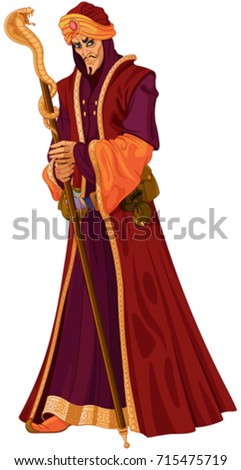 Illustration of Arabian Nights treacherous vizier Imagine de stoc © 