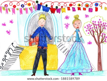 Similar – Image, Stock Photo Child draws a princess II with pens
