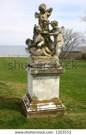 Cherub and Eagle Statue at Rosecliff mansion in Newport, RI.