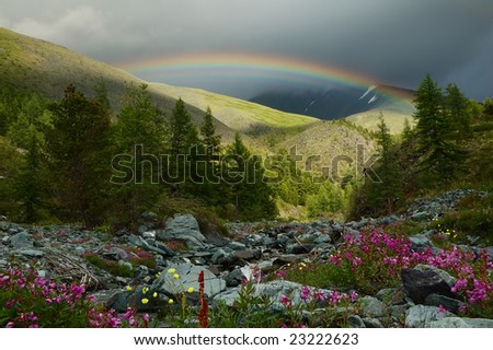 Rainbow in the mountainous region