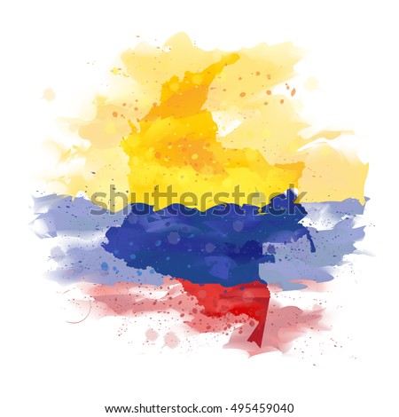 vector map of Colombia Watercolor paint