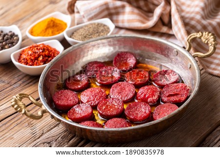 Turkish fried sausage (Turkish name; Turkish sucuk)