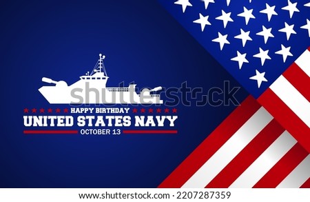 Happy birthday United States Navy vector illustration. Suitable for Poster, Banners, background and greeting card.