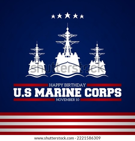 Happy birthday United States Marine corps theme vector illustration.